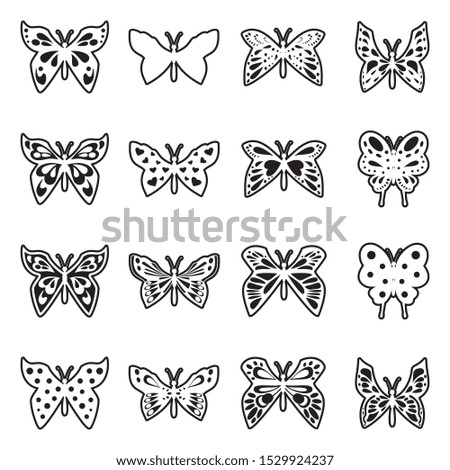 Butterfly Icons. Line With Fill Design. Vector Illustration.