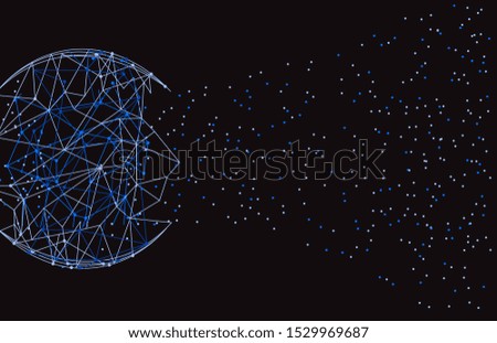 Blockchain technology network isolated on black background. World globe blockchain technology background connect dots and lines. Abstract concept. Digital network technology, vector illustration