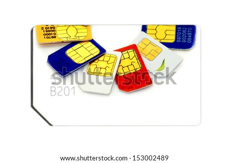 Colorful sim card on a white background