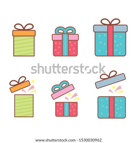 Set of gift box vector illustration with cute design isolated on white background 