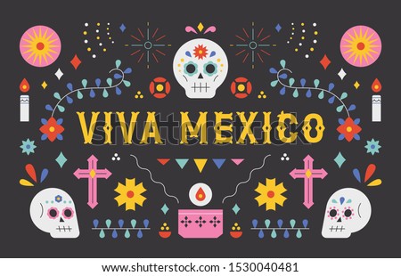 Mexican Day of the Dead pattern poster. flat design style minimal vector illustration. Dia de Muertos
