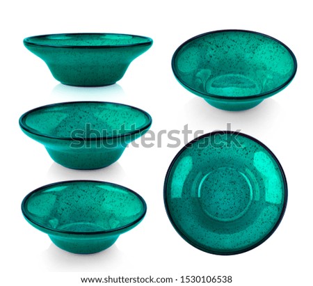 green ceramic bowl on white background