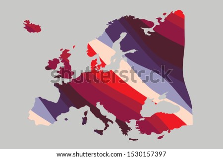 Europe colorful vector map silhouette