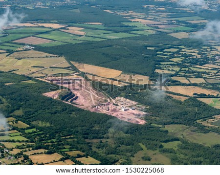aerial view of a stone-pit at Muneville-le-Binguard in the department of Manche in France