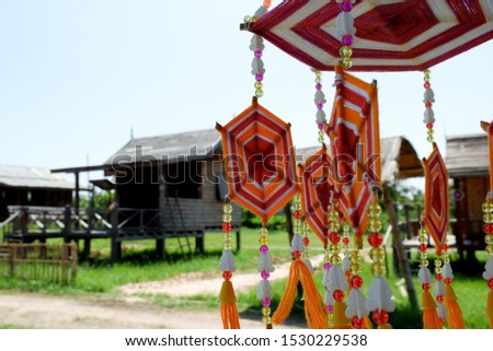 Hexogon shape of colorful silk in Thai tradtional.