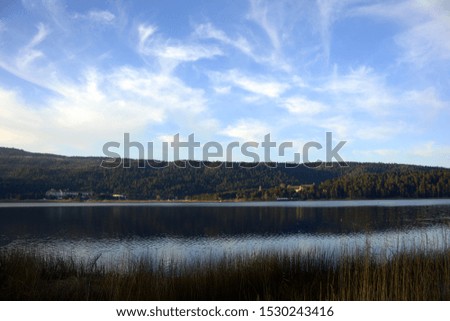 Peaceful view with lake and sky