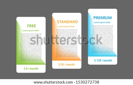 Product and sevices layout with three prices plan - Vector graphic