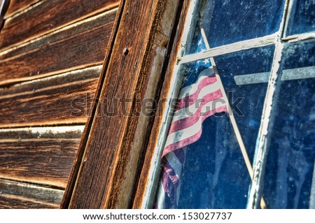 stars and stripes in the window 01 Royalty-Free Stock Photo #153027737