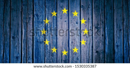 European flagged wooden wall - concept for Brexit