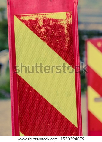 Yellow red traffic road warning signs