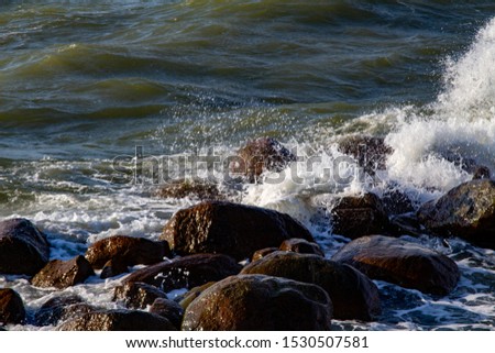 Waves in the Baltic Sea. Palanga beach. Stormy Sea Images.
