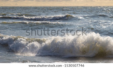 Waves in the Baltic Sea. Palanga beach. Stormy Sea Images.