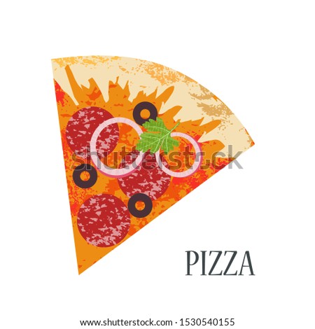 Slice of pizza. Vector illustration on white background.
