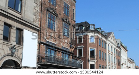 signage on the building. blank signboard in denmark