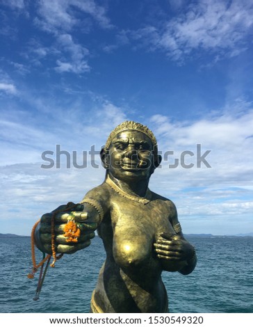 Giant lady (Yak) statue of Samed island (Koh Samet), Rayong, Thailand, Southeast Asia. The picture was taken in November 2017.