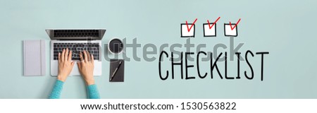 Checklist with person using a laptop computer