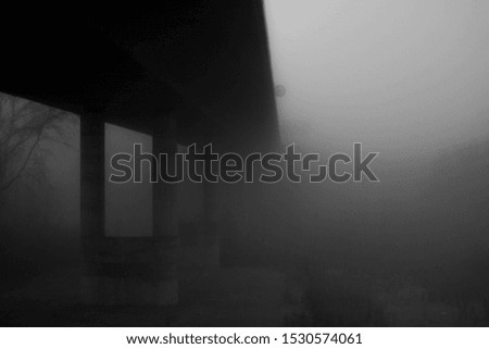 Foggy bridge Landscape in black and white
