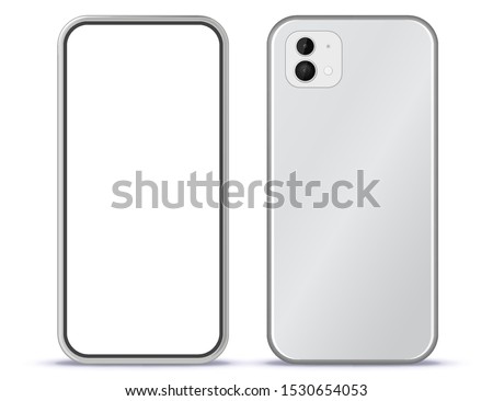 Mobile Phone Front and Back View Vector Illustration With White Screen