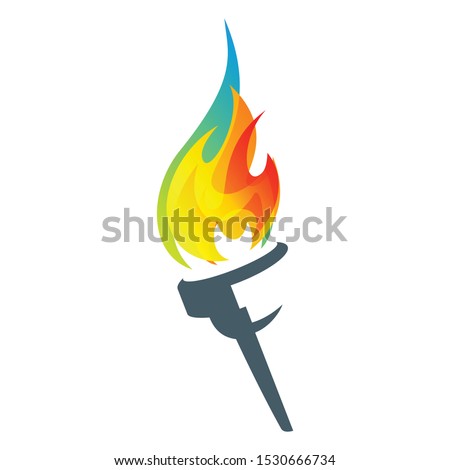 Colorful Flaming Torch Icon Vector