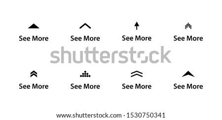 More icon. Set of See more icons. Scroll pictogram. Arrow up for social media stories, design blogger, scroll pictogram. Stories swipe button. Swipe Up icons Royalty-Free Stock Photo #1530750341
