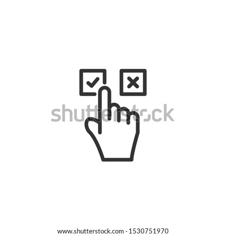 Hand click in check or cross line icon in simple design on a white background Royalty-Free Stock Photo #1530751970