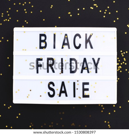 Lightbox on a black background with the inscription black friday sale.