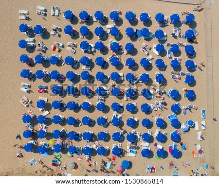 Panorama of the beach of the Mediterranean Sea. Cyprus Ayia Napa Protaras 2019 Aerial photography.