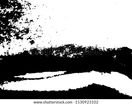 Light Distressed Background. Ink Print Distress Background. Grunge Texture. Vector. Simple abstract black and white drawing. Expressive drawing. Abstract Overlay Texture.