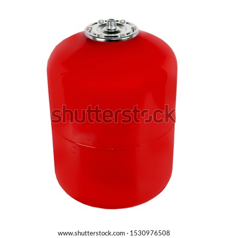 red expansion tank isolated  on perfect white background, stock photography