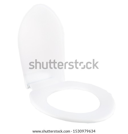 white plastic toilet lid, isolated  on perfect white background, stock photography