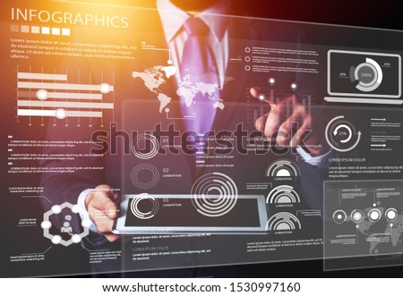 Businessmen using digital  tablets on background