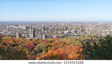 Montreal city skyline from Mont-Royal belvedere during a beautiful fall day