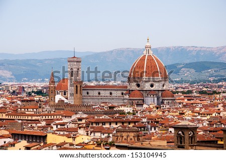 basilica of saint mary of the flower in florence italy with cityscape