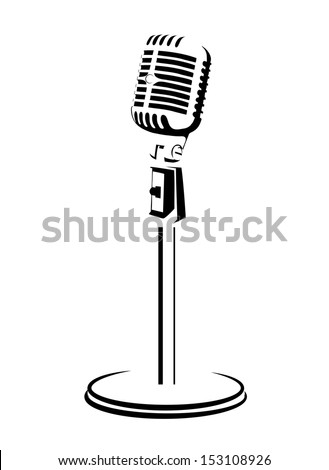 retro a microphone on a white background