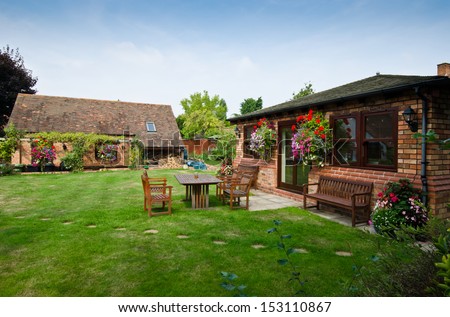 garden of english house Royalty-Free Stock Photo #153110867