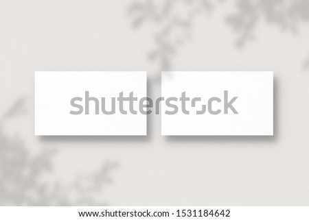 Blank business cards with soft shadows. Modern template for branding identity. Mockup of two horizontal business cards. Photo mockup with clipping path.