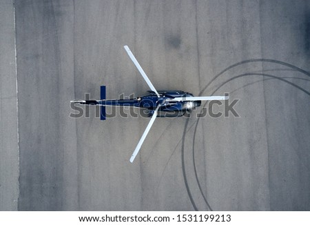 top view of helicopters at the airport Royalty-Free Stock Photo #1531199213