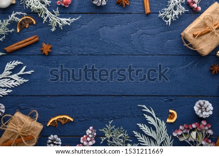 frame, Christmas, New Year. Background with the composition, with blank space for design.
