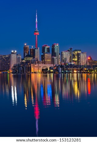 Reflection of Vibrant Toronto skyline