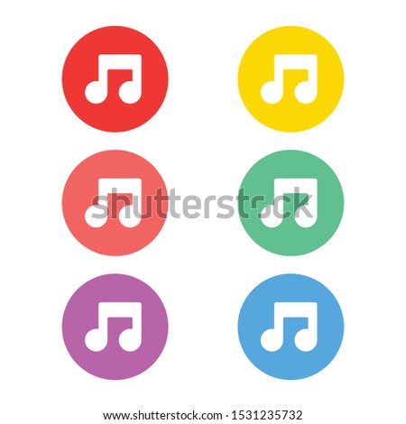 music notes button icon set 