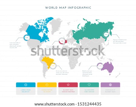 Colorful World Map Infographics for Business Use with Separated Contries Royalty-Free Stock Photo #1531244435