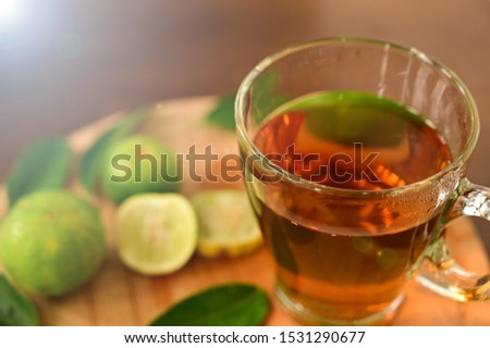 lemon tea on blurred  background. copy space for text.