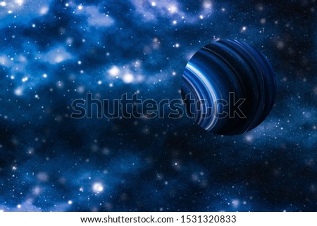 Discovery in astronomy, cosmic abstract and future technology concept - Stars, planet and galaxy in cosmos universe, space and time travel science background