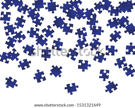 Business crux jigsaw puzzle dark blue pieces vector background. Top view of puzzle pieces isolated on white. Cooperation abstract concept. Game and play symbols.