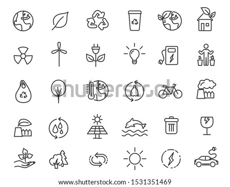 Set of linear ecology icons. Environment icons in simple design. Vector illustration Royalty-Free Stock Photo #1531351469