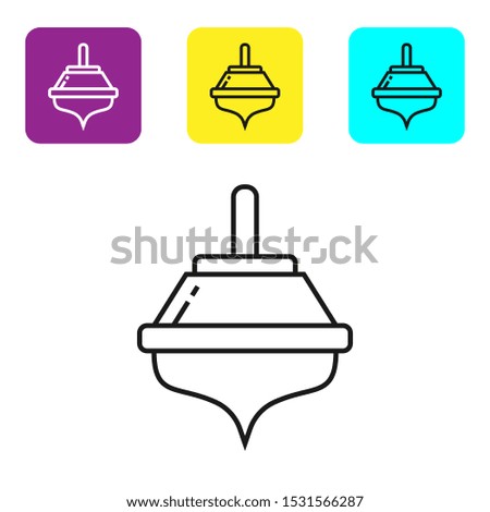 Black line Hanukkah dreidel icon isolated on white background. Set icons colorful square buttons. Vector Illustration