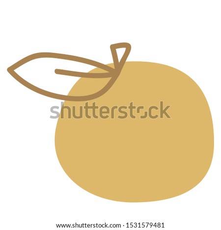 Flat modern drawing of fruit on isolated white background. Detailed manual work with bright colors.