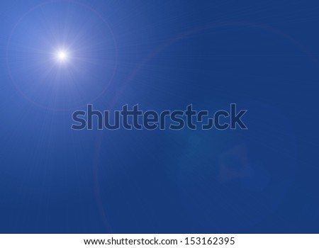 Bright light in the blue sky background