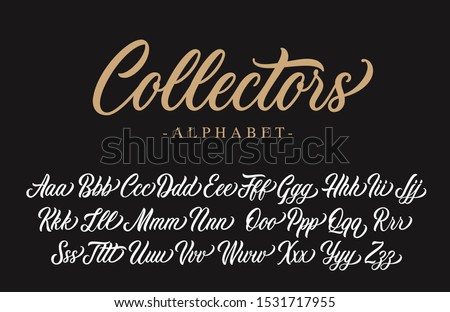 Collectors lettering alphabet. Vector script. Royalty-Free Stock Photo #1531717955