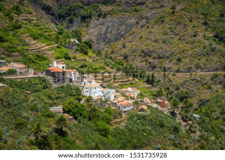 Curvy mountain road through the Teno Rocks to the village Masca on Tenerife